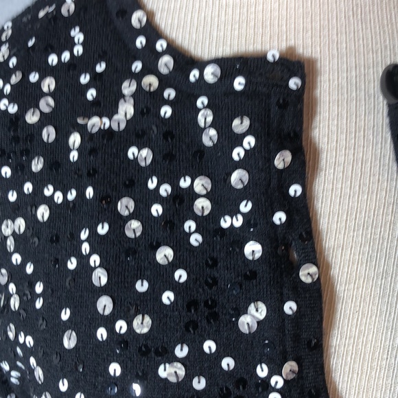 Talbots button down cardigan merino wool/ black with sequins Sz Medium/lined - Picture 4 of 11